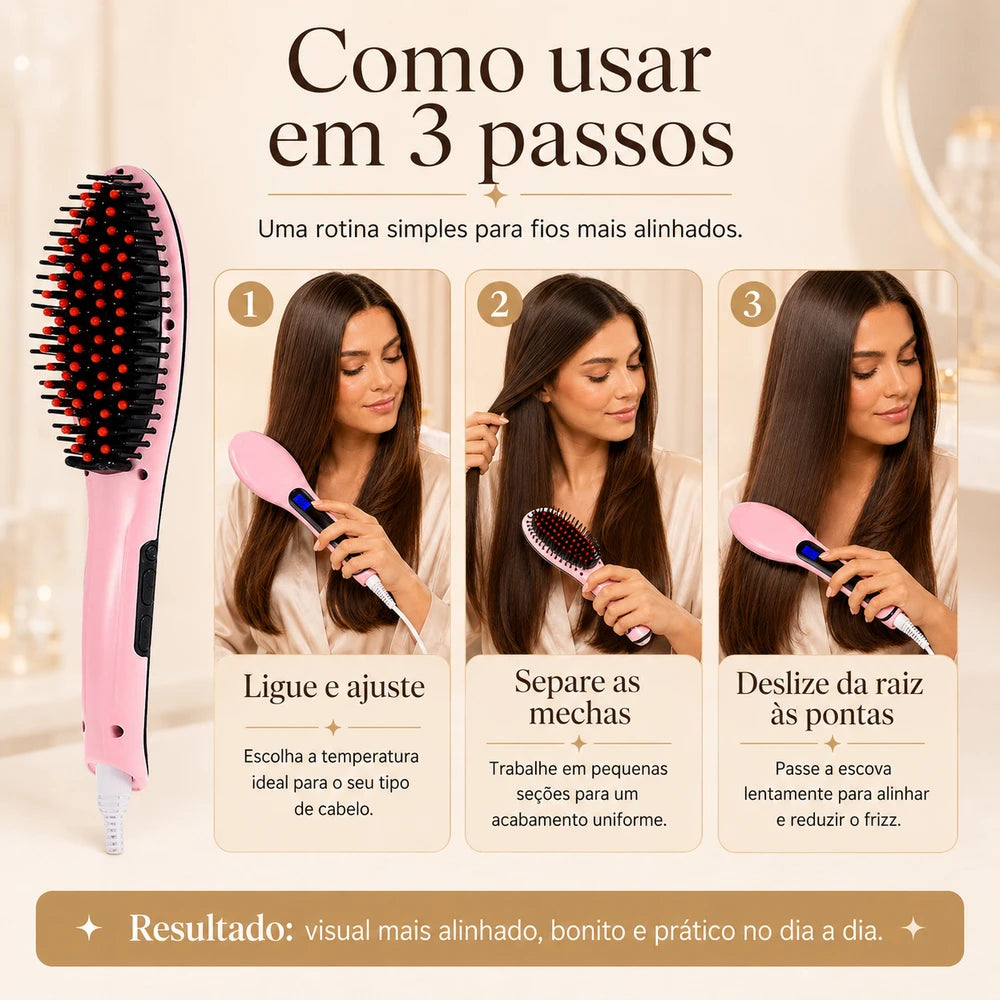 Escova Alisadora e Secadora Profissional