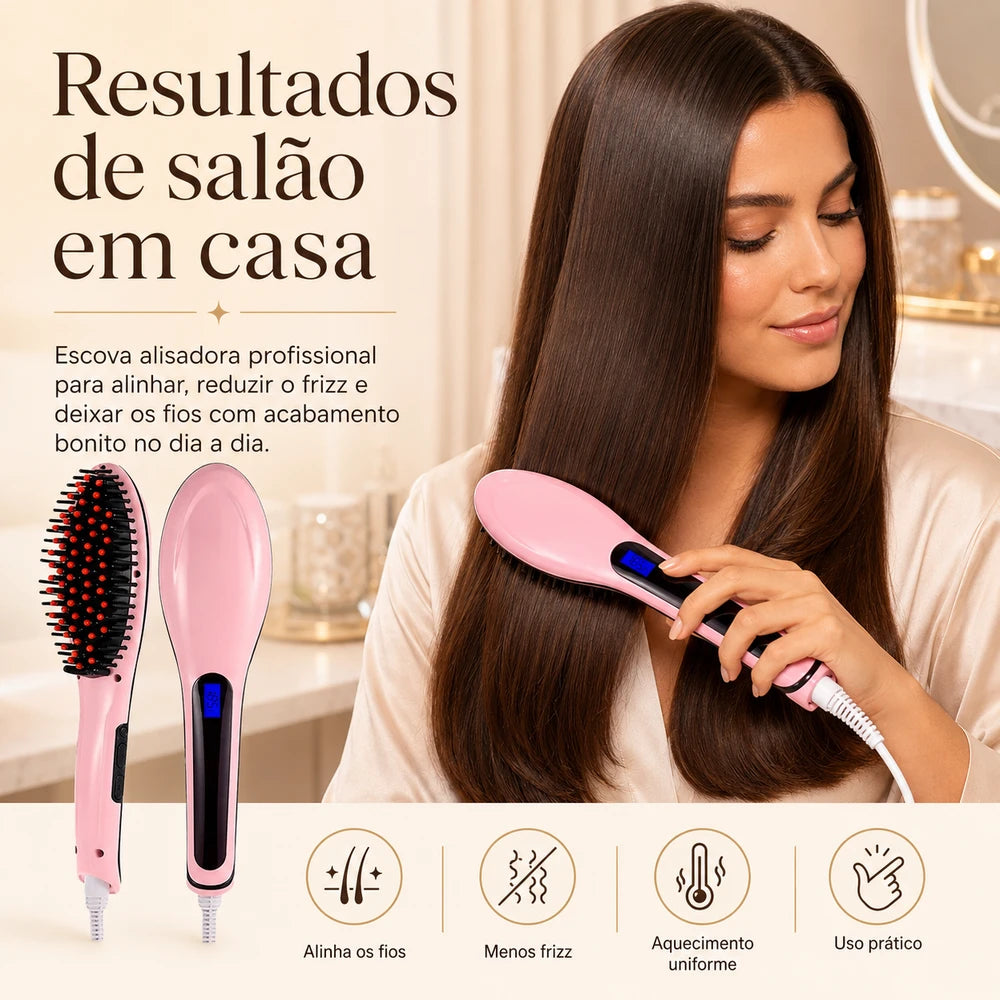 Escova Alisadora e Secadora Profissional