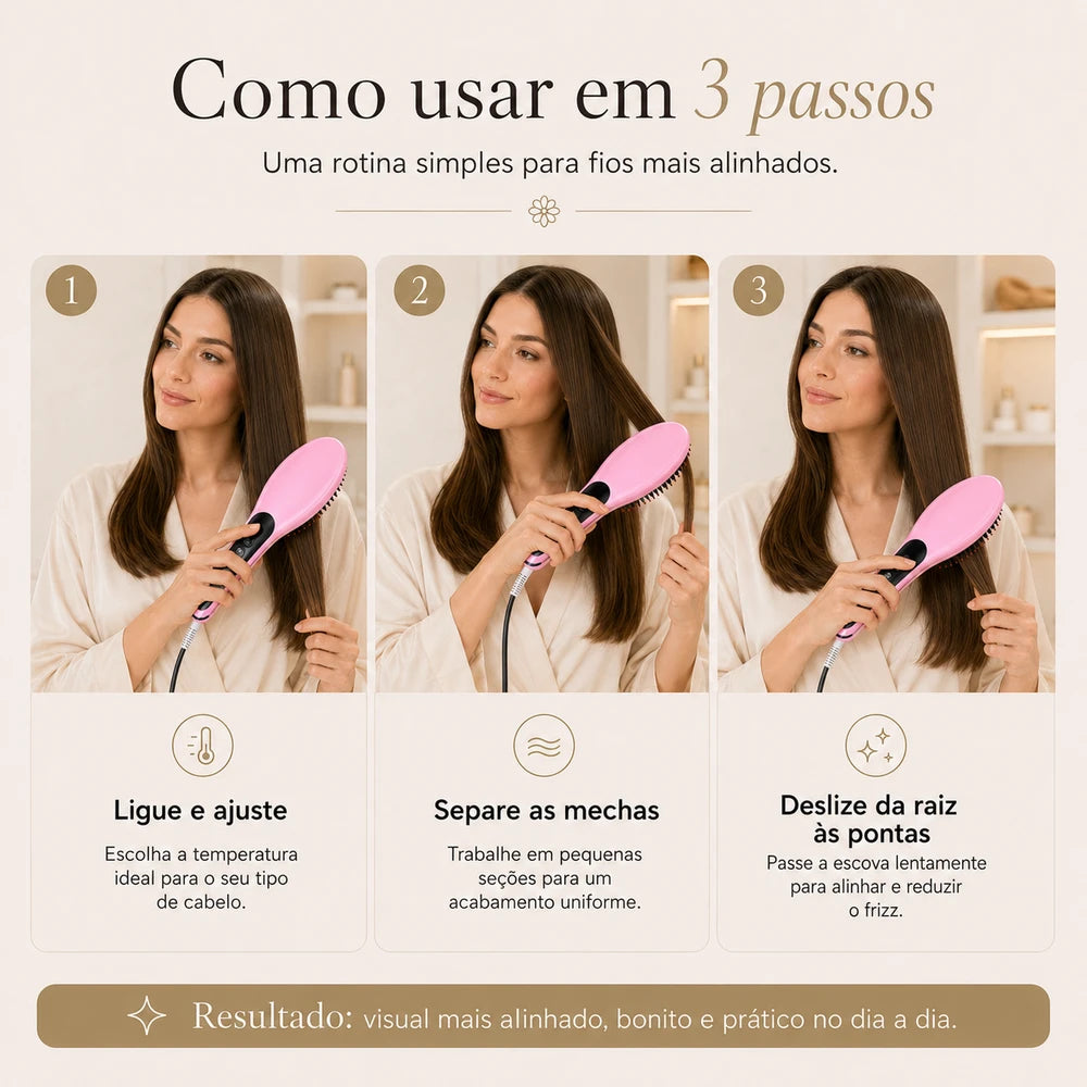 Escova Alisadora e Secadora Profissional