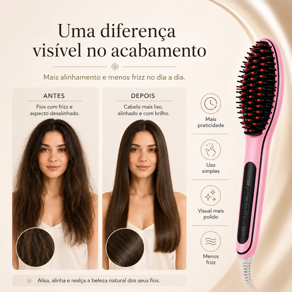Escova Alisadora e Secadora Profissional