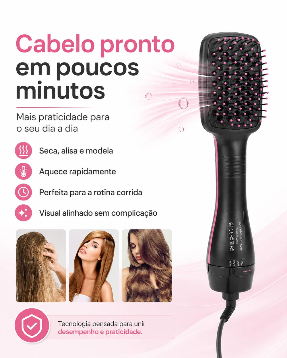 Escova secadora ONA® Profissional 3 em 1