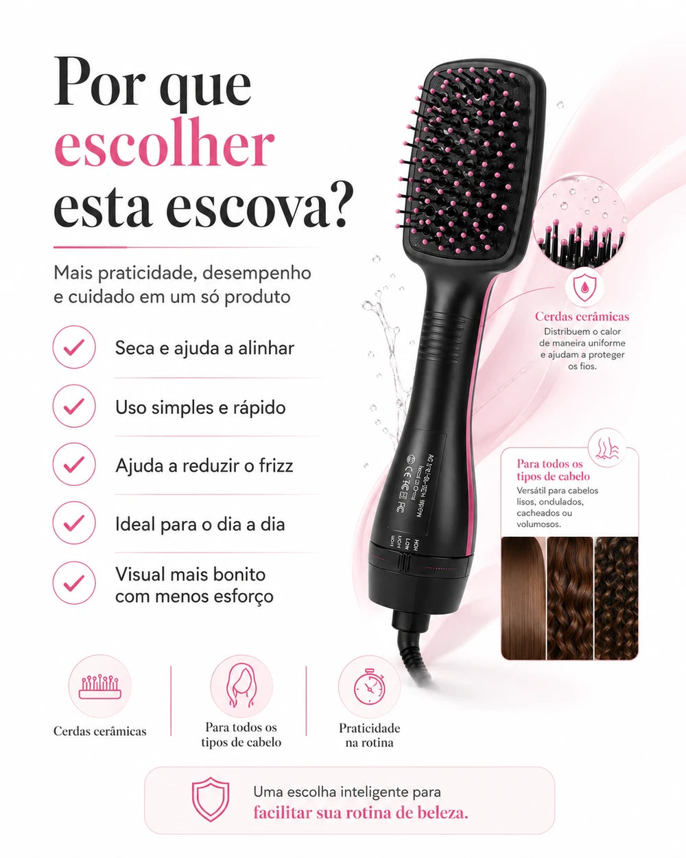 Escova secadora ONA® Profissional 3 em 1