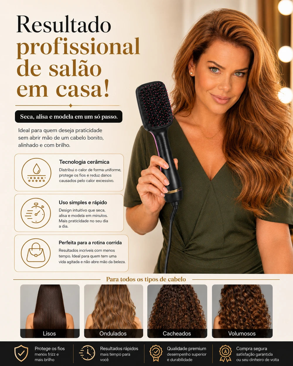 Escova secadora ONA® Profissional 3 em 1